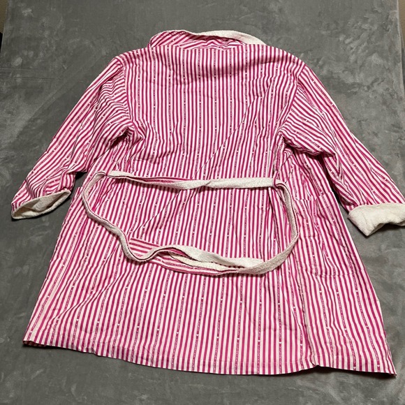 Victoria's Secret Pink Stripe Terry Cloth Robe Bathrobe Loungewear Petite Small - Picture 10 of 12